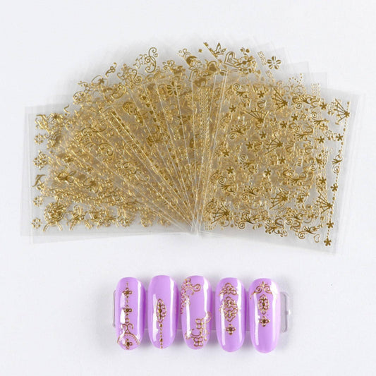 MBETA Gold Nail Art Sticker Decals 3D Exquisite Pattern Nail Art Bronzing Stickers Luxury Self-Adhesive Butterfly Flowers Valentine's Day Design DIY Beauty & Personal Care MBETA