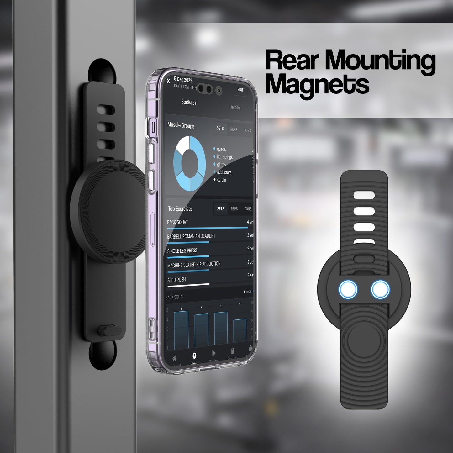 ENCASED Grip-X Magnetic Bar Mount, Compatible with MagSafe - Phone Holder for Gym, Home Fitness Bikes, Workout Equipment, Stroller and Cart…