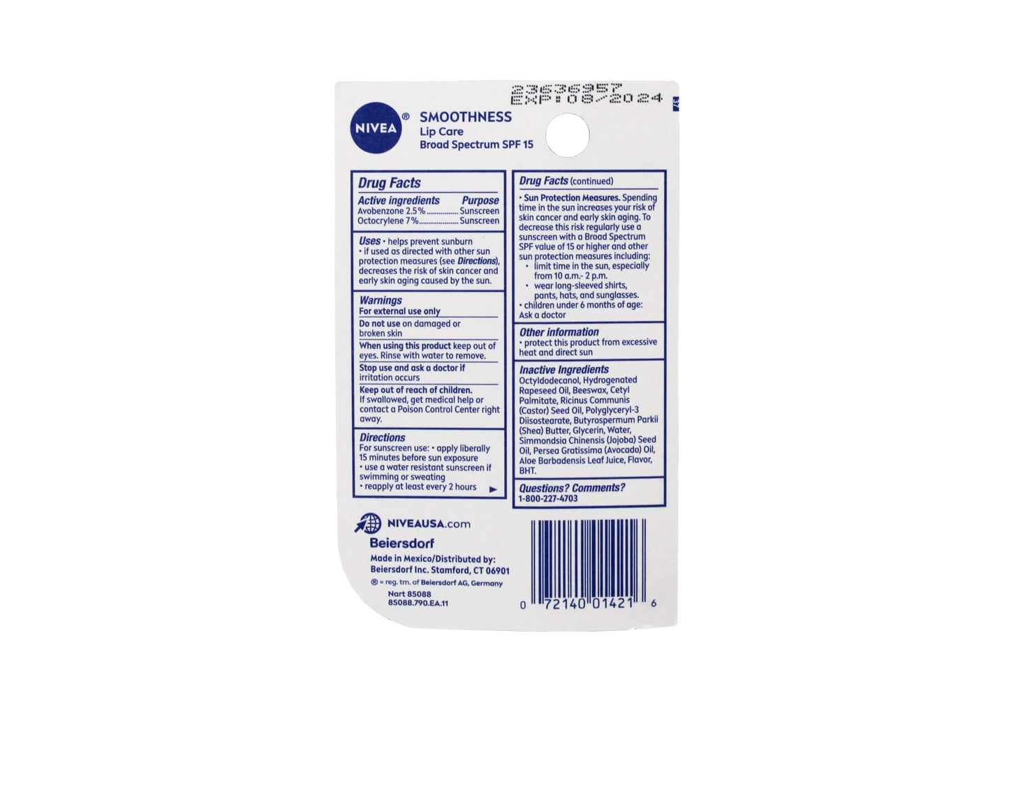 Nivea Smth Hydrat Lip Spf Size .17z Nivea A Kiss Of Smoothness Hydrating Lip Care Spf 15 .17z