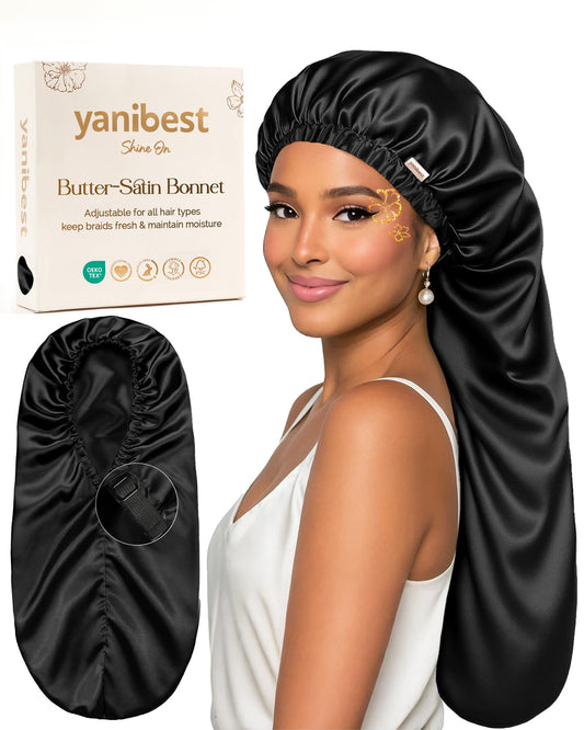 YANIBEST Long Bonnet Braid Bonnet for Sleeping Adjustable Satin Silk Bonnet for Braids Sleep Bonnet for Women Locs Beauty and Personal Care YANIBEST Default Title