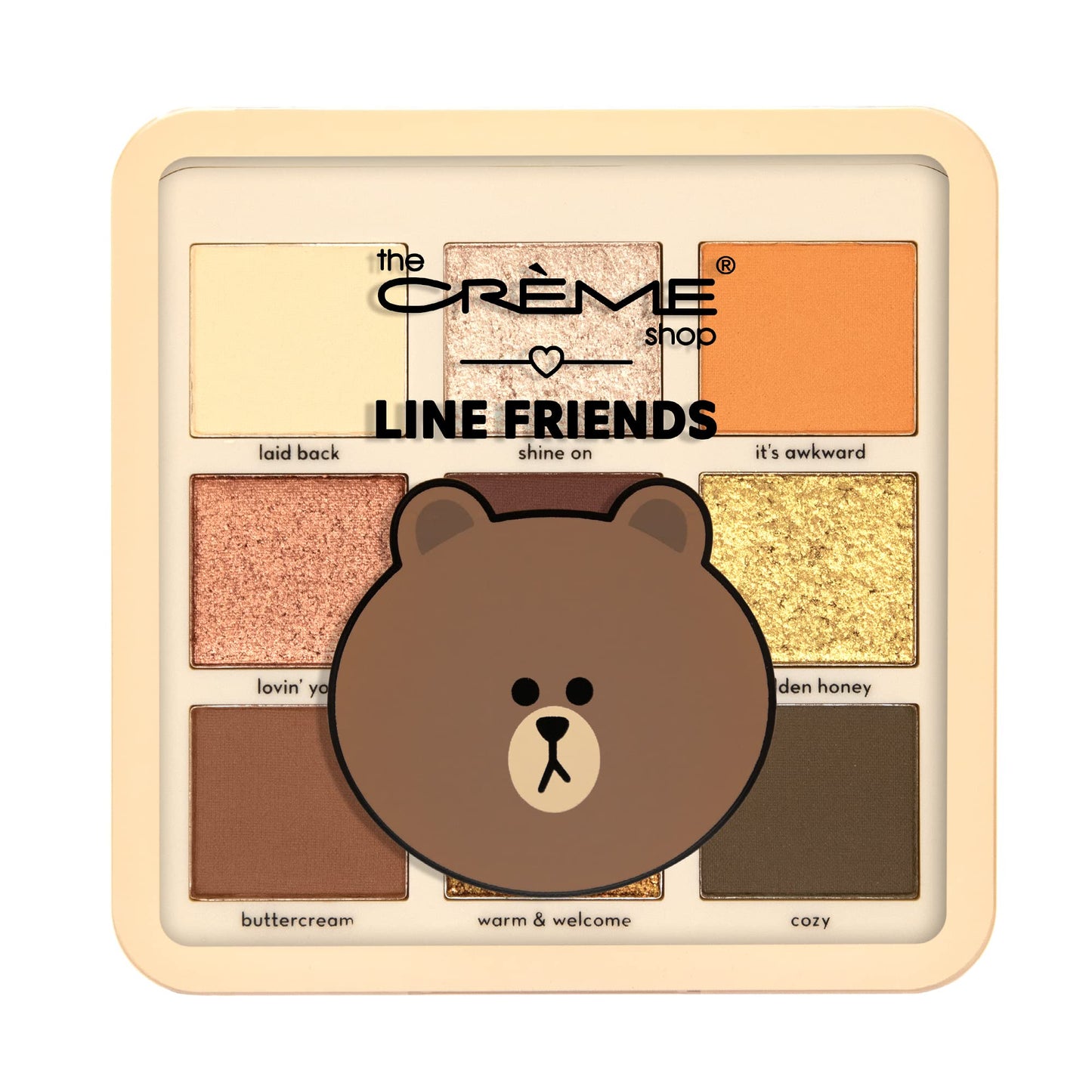 The Crème Shop | LINE FRIENDS - BROWN’S WARM & TOASTY Eyeshadow Palette | 9 Golden Multi-Finish Shades
