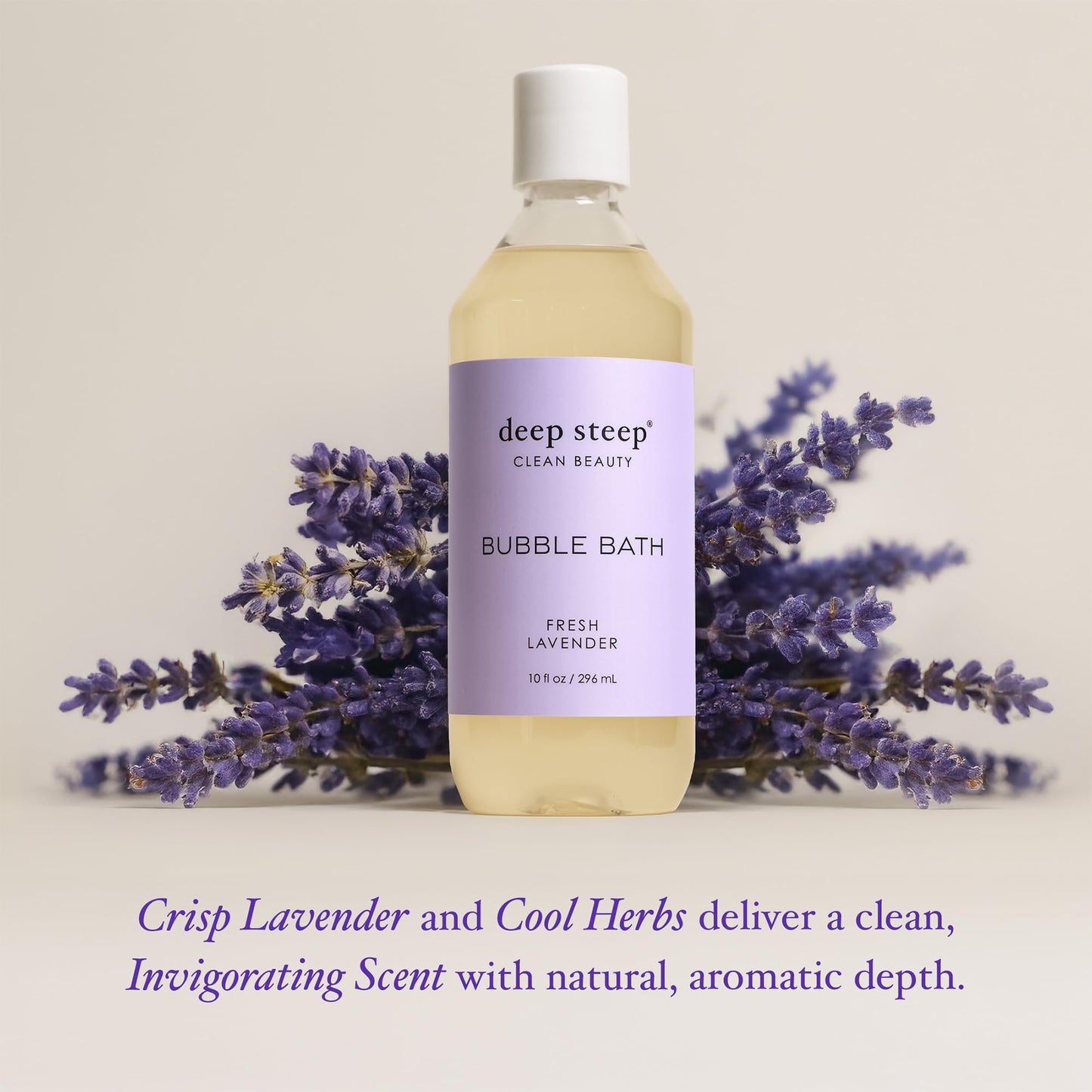 Deep Steep Bubble Bath, Fresh Lavender, 10 oz - Soothing Soak with Shea Butter, Argan Oil, Aloe Vera & Coconut Oil - Vegan, Sulfate-Free, PH-Balanced