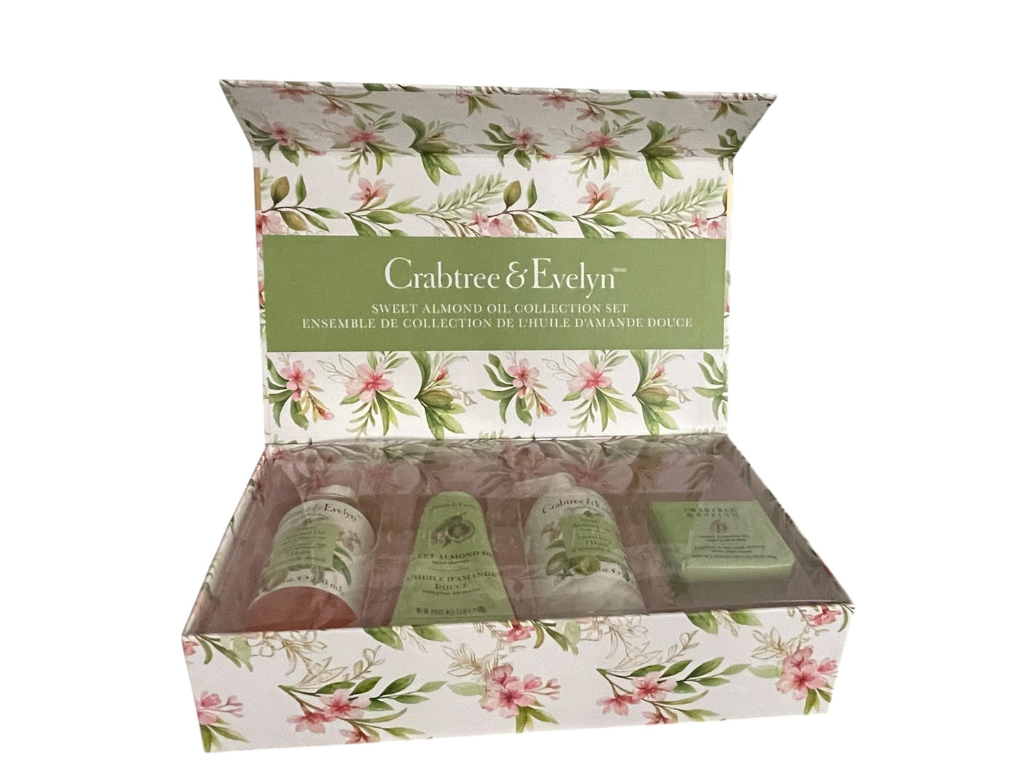Crabtree & Evelyn Sweet Almond Oil Collection Set (Bath & Shower Gel 8.4 fl oz, Hand Therapy 3.5 oz, Body Lotion 8.4 fl oz, Bar Soap 3.5 oz) Beauty & Personal Care Crabtree & Evelyn