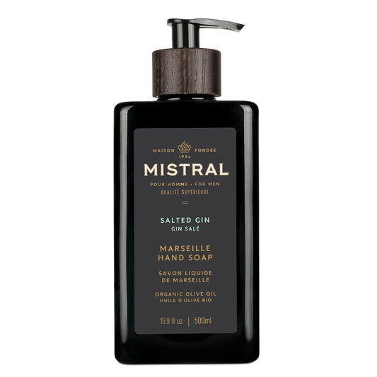 Mistral Salted Gin Liquid Hand Soap for Men | Luxury Moisturizing Handsoap with Organic Olive Oil, Glycerin and Coconut Oil | Rich Lather | Beauty & Personal Care Mistral