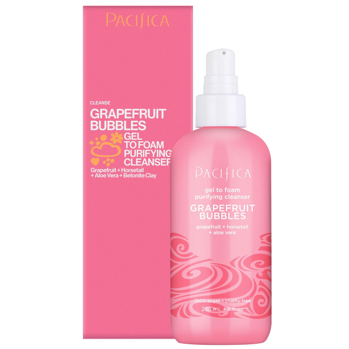 Pacifica Grapefruit Bubbles Gel-to-Foam Cleanser - Gentle Face Wash for Oily & Combination Skin, Helps Remove Excess Oil & Impurities, Helps Brighten