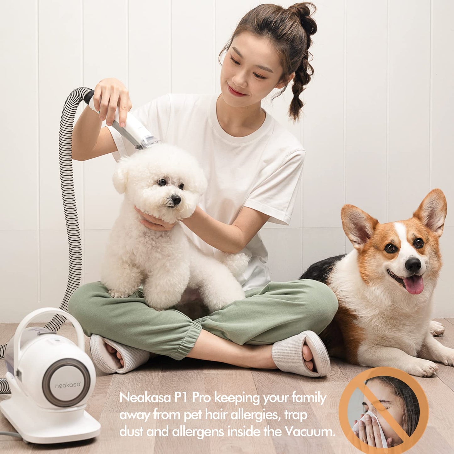 neabot Neakasa P1 Pro Pet Grooming Kit & Vacuum – 99% Hair Suction, Professional Clippers with 5 Grooming Tools for Dogs, Cats & Other Pets