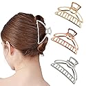 VinBee Metal Hair Clips for Women Hair Claw Clips Medium for Thick Hair 3 Pack (Silver + Gold + Rose Gold)