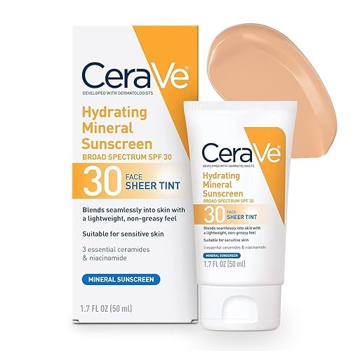 CeraVe Tinted Sunscreen with SPF 30 | 1.7 Fluid Ounce Mineral Sunscreen 1 Pack
