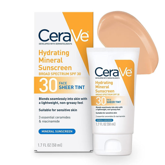 CeraVe Tinted Sunscreen with SPF 30 | 1.7 Fluid Ounce Mineral Sunscreen 1 Pack