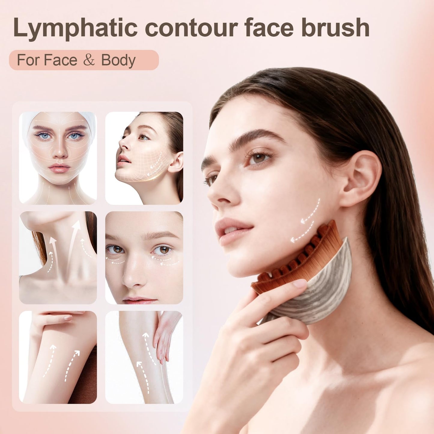 2 PCS Lymphatic Contour Face Brush, Manual Lymphatic Drainage Massager, Natural Makeup Brushes with Durable Soft Bristles, Hypoallergenic Ergonomic Beauty and Personal Care Yqzjjjust
