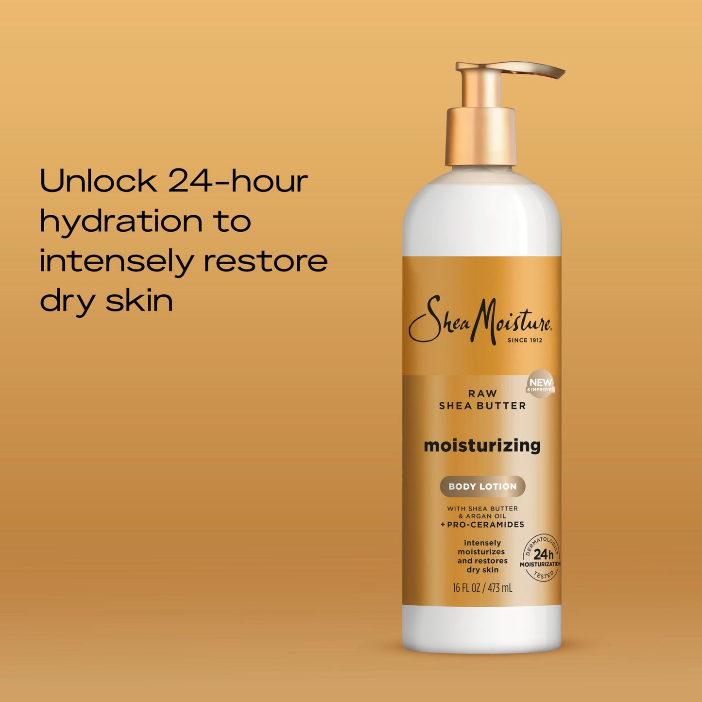 SheaMoisture Moisturizing Body Lotion with Raw Shea Butter, Argan Oil and Pro-Ceramides, Restoring Dry Skin, 24H Moisturizing 16 oz