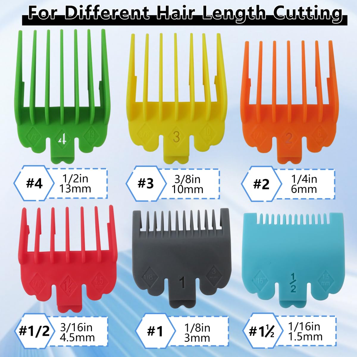WELURE 6Pcs Clipper Guards Set Compatible for Wa-hl MC2 MC3 Multi-Purpose 79607 Clipper Models - Multi-Colored Beauty and Personal Care WELURE
