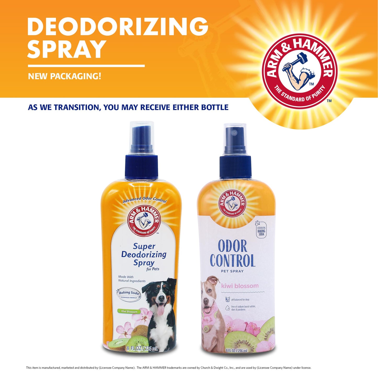 Arm & Hammer Pet Deodorizing Spray for Dogs & Puppies – Odor Eliminator with Fresh Kiwi Blossom Scent, 8 oz