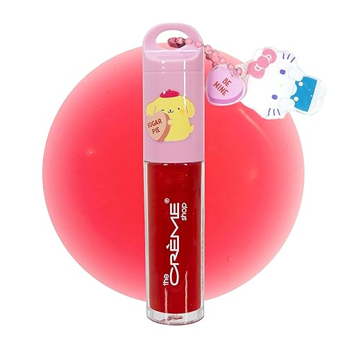 The Crème Shop x Hello Kitty & Friends x Sweethearts Tinted Lip Oil with Jojoba Oil for Lasting Hydration, Lip Oil on Keychain with Hello Kitty Charm