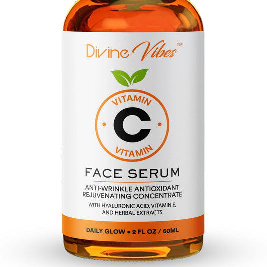 100% Pure Vitamin C Serum for Face - Face Serum for Fine Lines with Hyaluronic Acid, Vitamin E, Herbal Antioxidant Extracts - Smooth, Tight, Firm
