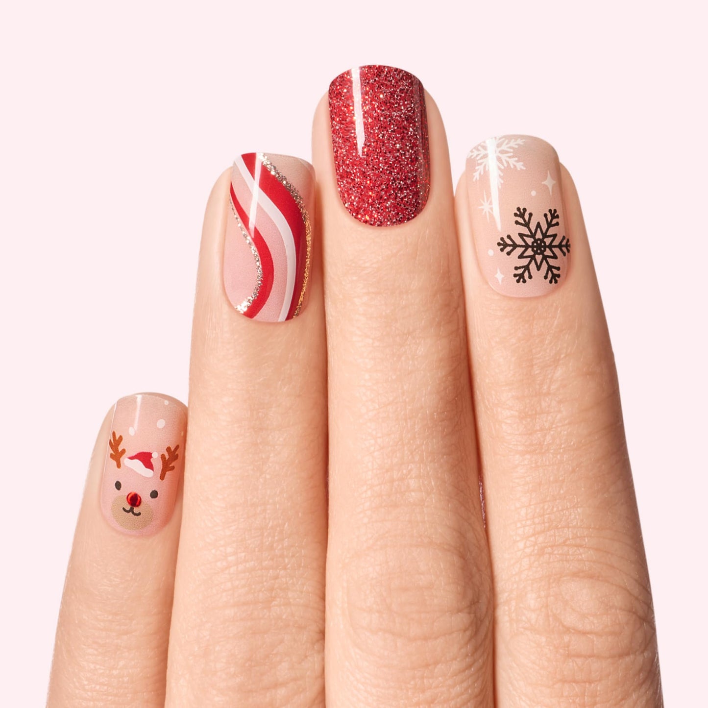 Dashing Diva Glaze Nail Strip Set - Jolly and Bright - Long Lasting, Chip Resistant, Semi-Cured Gel Nail Strips - Holiday Gel Set - 4-Piece Manicure Beauty & Personal Care Dashing Diva