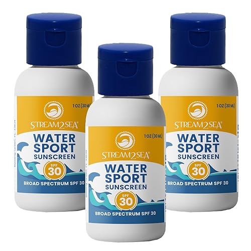 STREAM 2 SEA SPF 30 Mineral Sunscreen Biodegradable and Reef Safe, 1 Fl oz Travel Size Pack of 3, Paraben Free Non Greasy and Moisturizing Mineral