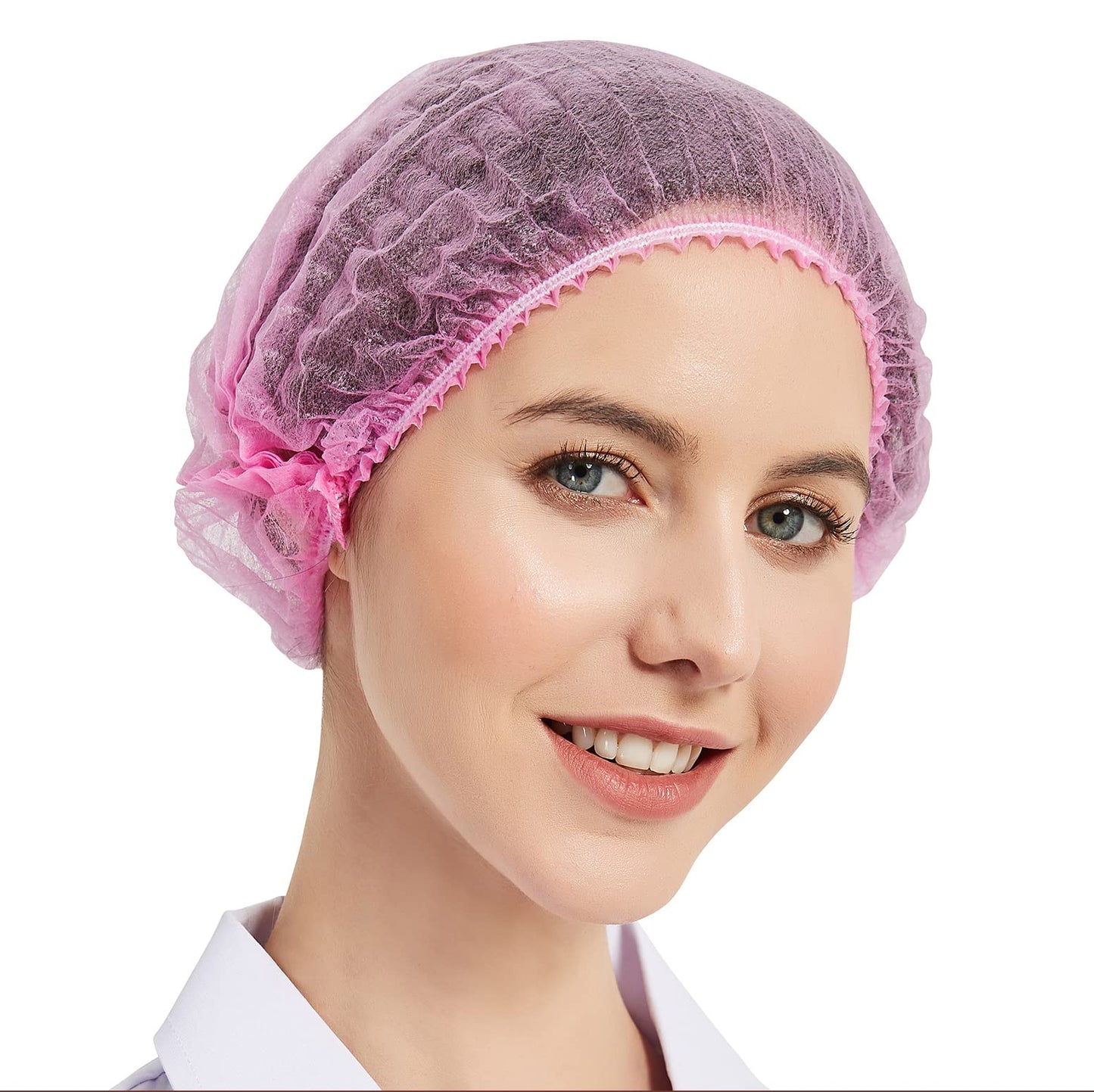 ProtectX 100-Pack Pink Disposable Hair Nets, Elastic Head Cover, Bouffant Caps, Sanitation Head Cover for Food Service, Spa Men & Women - 21 inch Beauty and Personal Care ProtectX