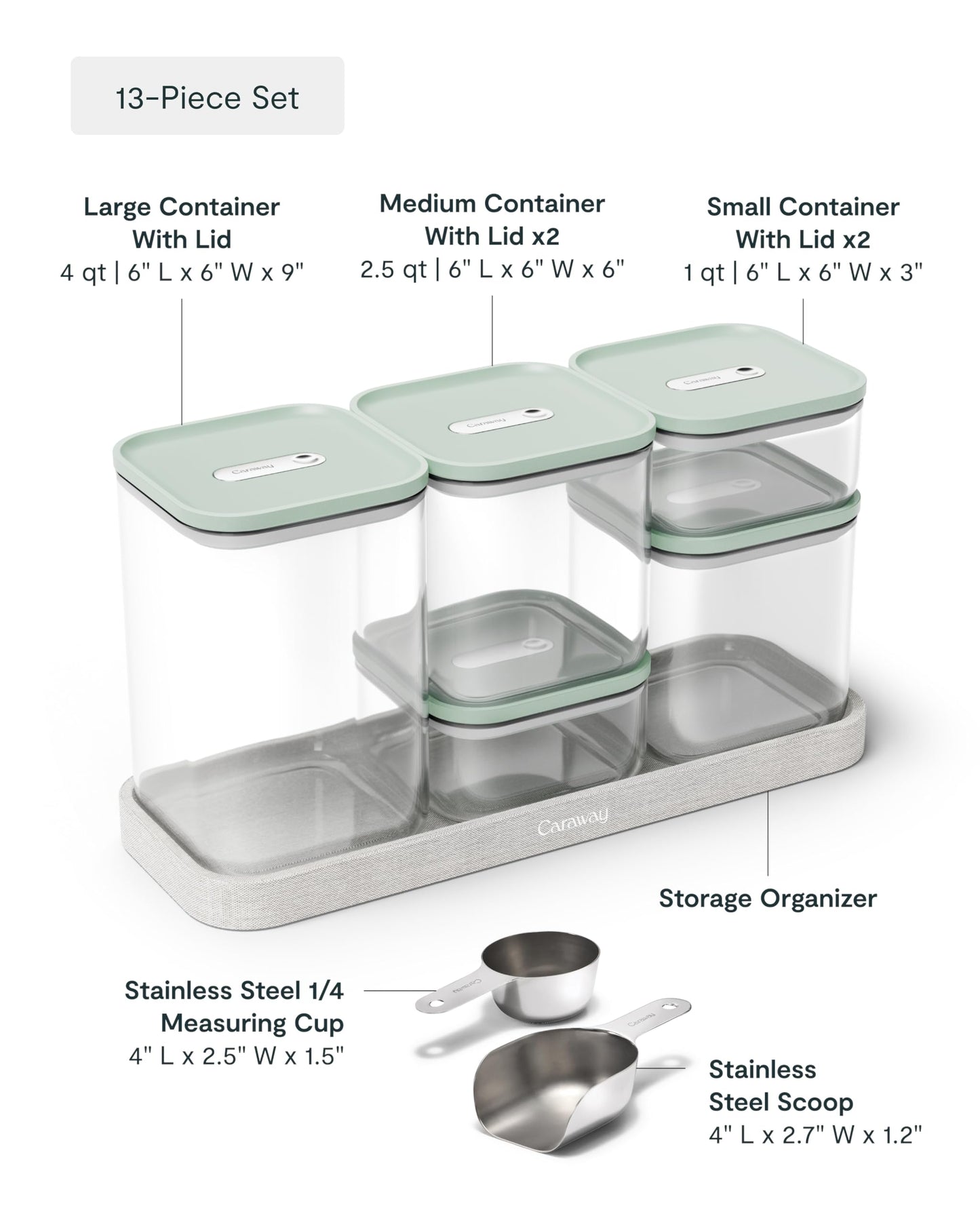 Caraway 13-Piece Glass Airtight Food Storage Containers with Lids - Non-Toxic, BPA-Free Kitchen Storage Containers - Stackable, Space-Saving Airtight…
