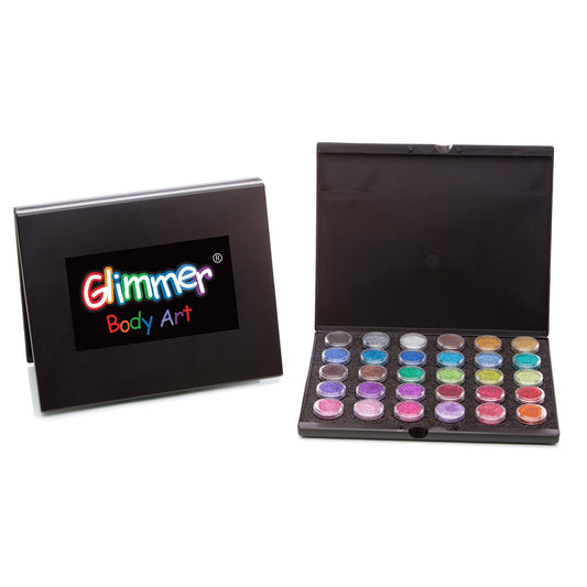 Glimmer Body Art Glitter Palette - 30 Cosmetic-Grade Glitters for Temporary Tattoos, Body Art