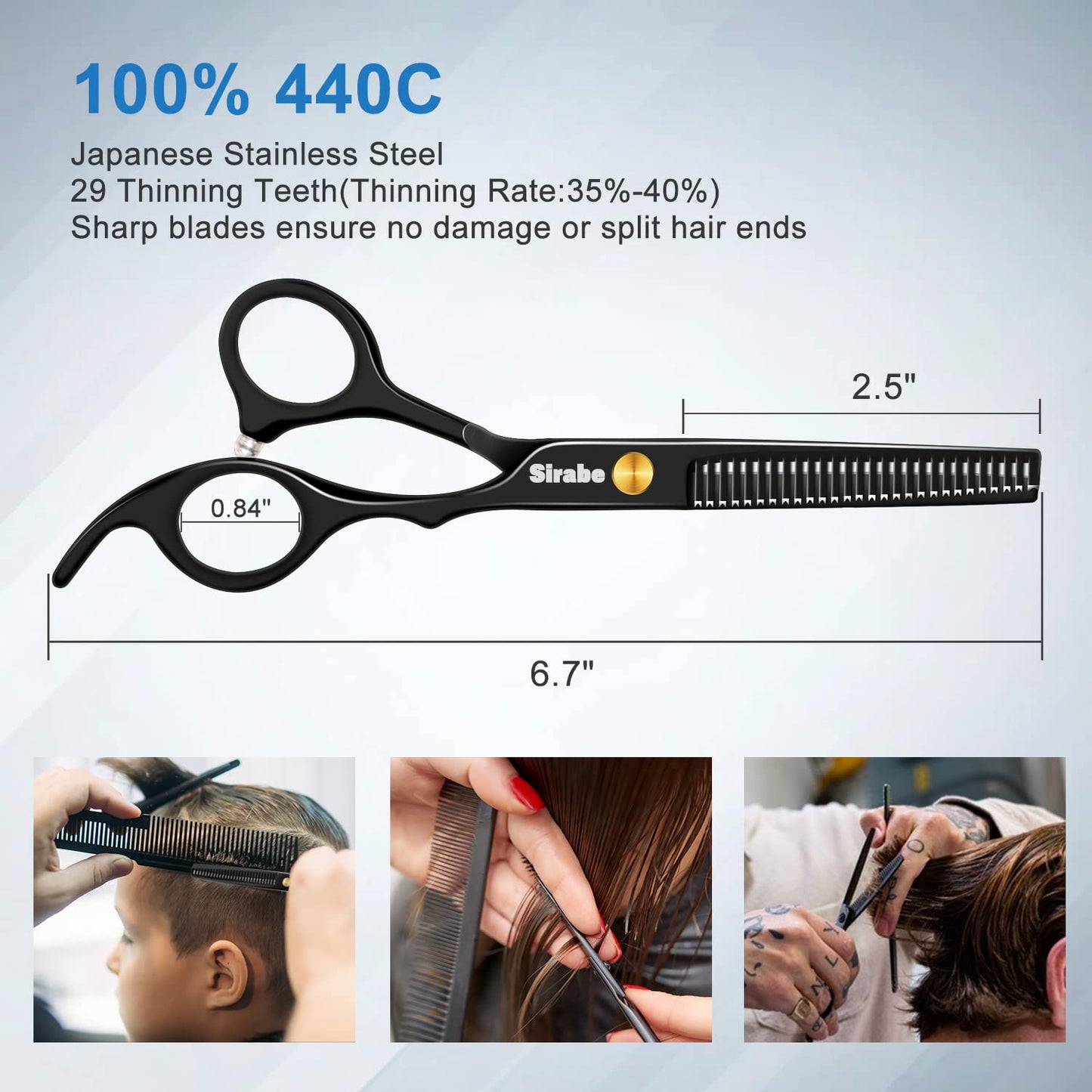 Sirabe 10 PCS Hair Cutting Scissors Set, Professional Haircut Scissors Kit with Cutting Scissors, Thinning Shears, Comb, Cape, Clips, Black Beauty and Personal Care Sirabe