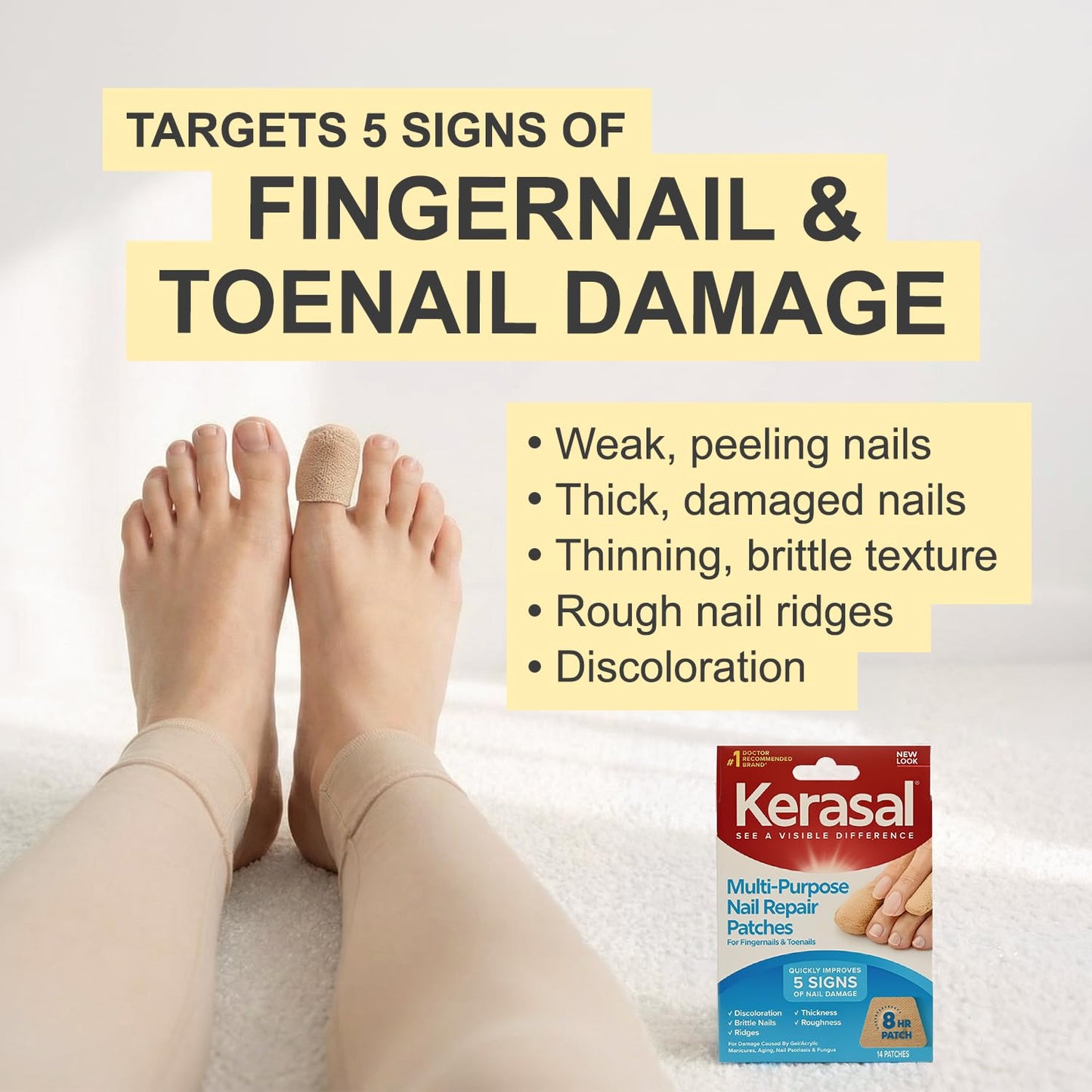Kerasal Multi-Purpose Nail Repair Patches - 14 Count - Nail Repair for Damaged Nails, 8-Hour Nail Treatment Restores Healthy Appearance (Packaging May Beauty and Personal Care Kerasal
