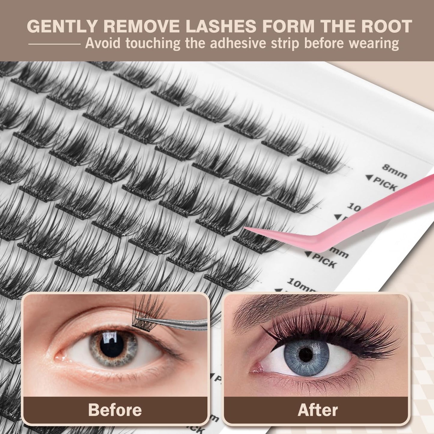 Wispy Self Adhesive Lash Clusters 156pcs Natural Lash Clusters No Glue Needed 10-16mm C Curl Lashes Extensions Pre-Glue Individual Lashes Super Thin Beauty and Personal Care EPUDY FIHSALA