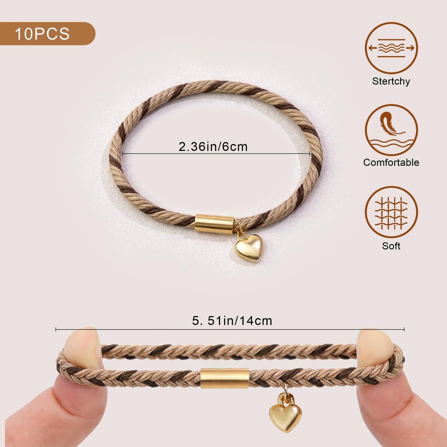 Fohufo Boho Hair Ties, 10 PCS Cute Bands for Thick or Thin Hair, No Damage Elastic Bracelets, Hair Accessories for Women-Letter O Beauty and Personal Care Fohufo