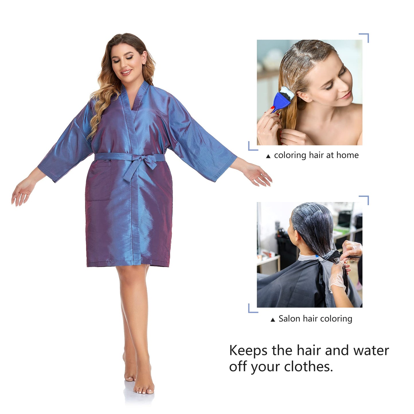 PERFEHAIR Salon Client Gown Robes Cape, Hair Salon Smock for Clients- Kimono Style (Purple)