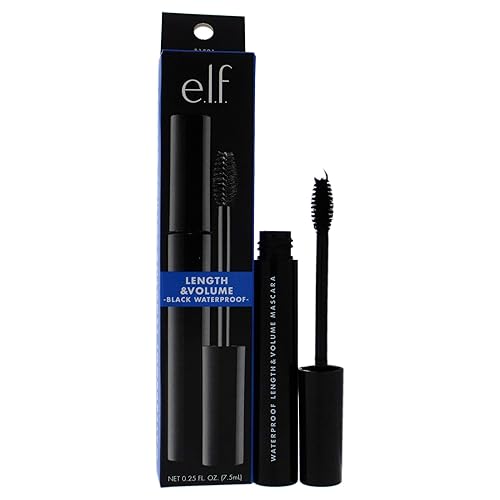 e.l.f. Waterproof Lengthening and Volumizing Mascara, Black, 0.3 Fl Oz
