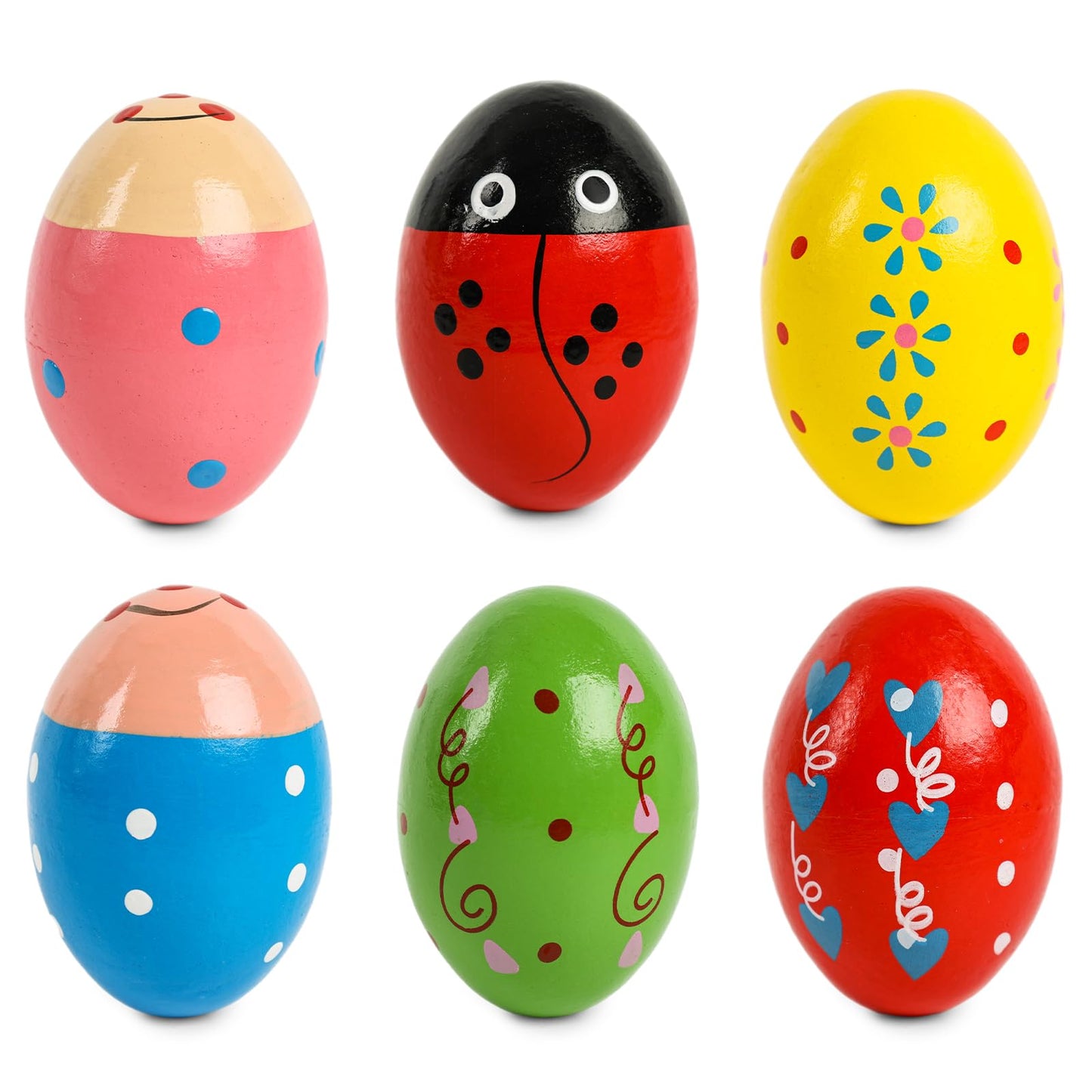 SallyFashion 6PCS Wooden Shaker Eggs for Toddlers – Egg Maracas Percussion Instruments for Party Favors, Goodie Bags & Classroom Prizes