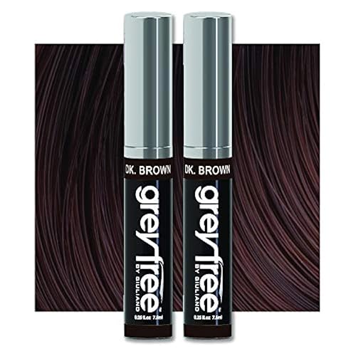Greyfree Hair Mascara Root Touch-Up for Gray Hair | Precision Hairline Concealer for Brows & Beard | 2 Pack (DARK BROWN)