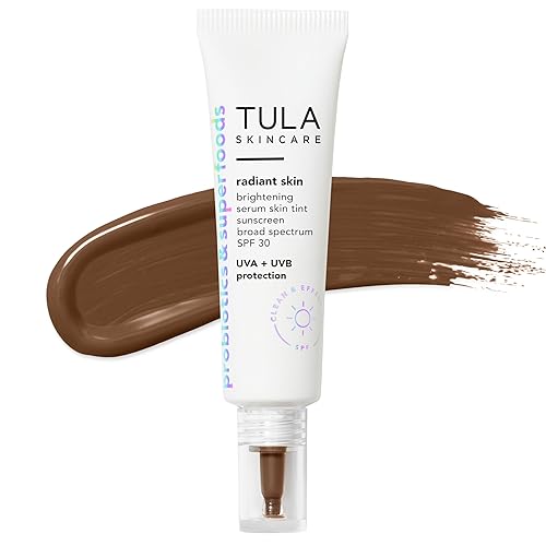 TULA Skin Care Radiant Skin Brightening Serum Skin Tint SPF-Facial Sunscreen Provides Broad Spectrum SPF 30 Protection, Tinted, Serum-Light Formula