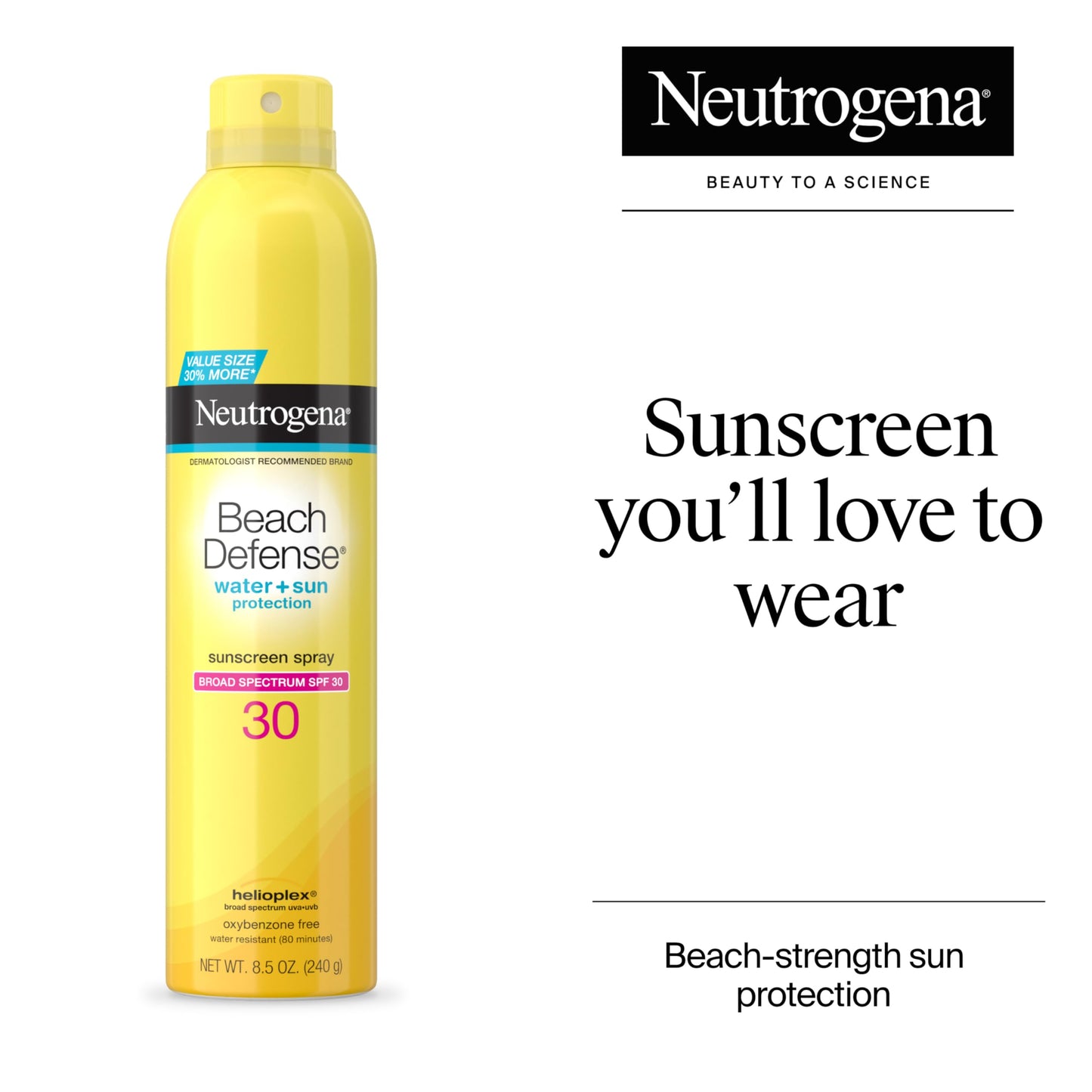 Neutrogena Beach Defense SPF 30 Sunscreen Spray, Broad Spectrum, Lightweight & Fast Absorbing, Oxybenzone & Octinoxate Free, Hawaii Act 104 Compliant
