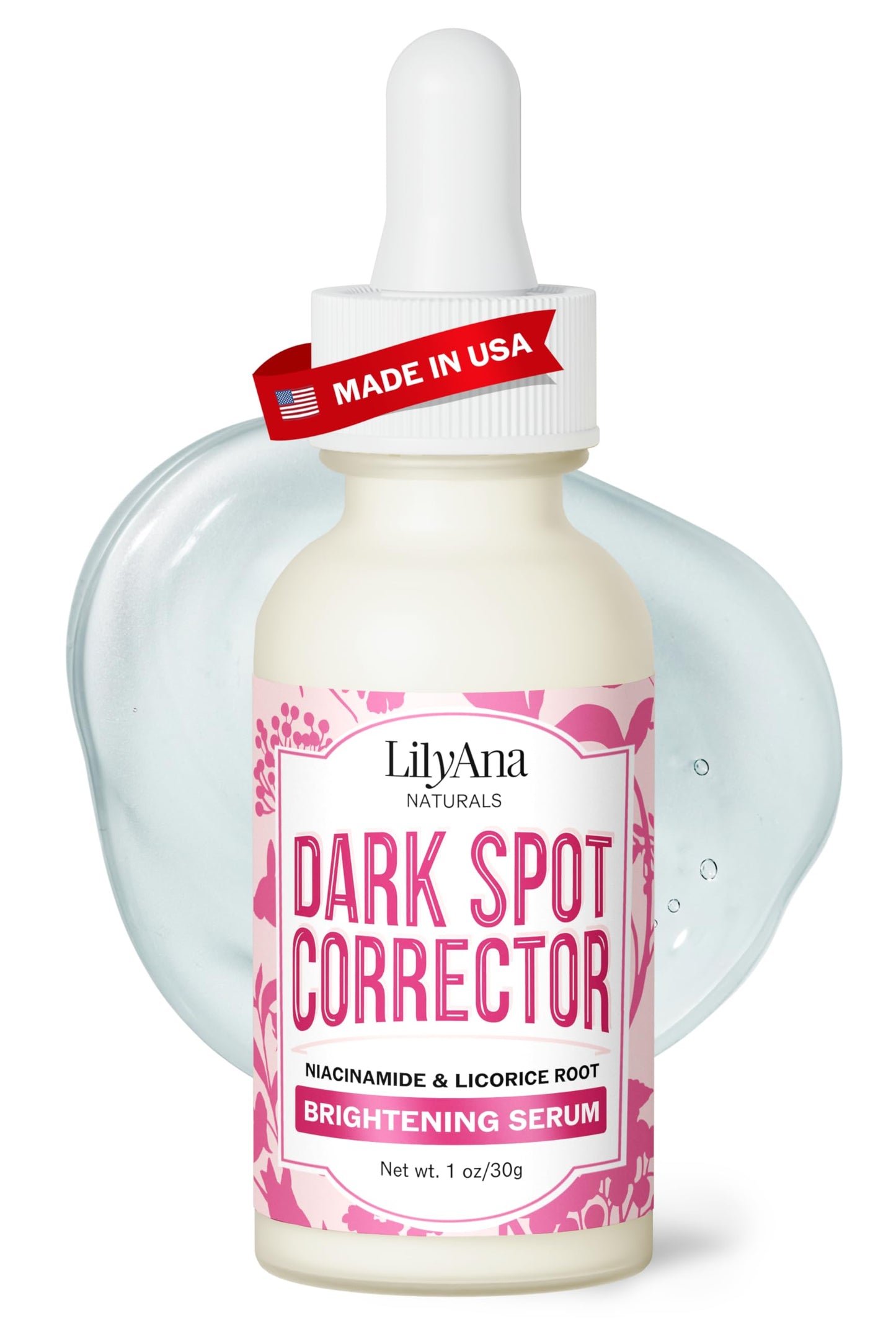 LilyAna Naturals Dark Spot Corrector - Dark Spot Remover for Face - Brightening Face Serum for Women and Men - Niacinamide and Licorice Root -1oz