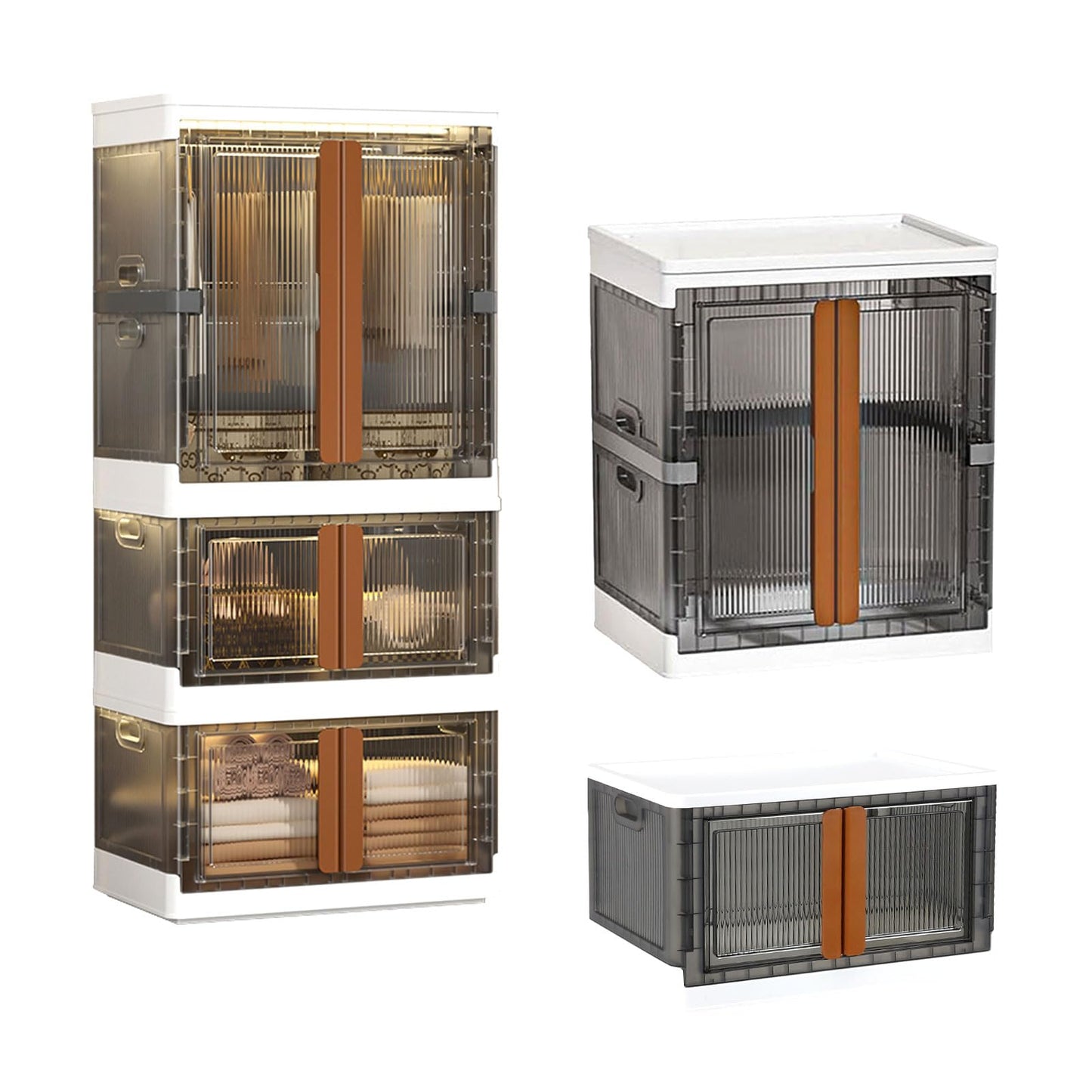 77.6 Gallon Collapsible Storage Boxes, Lidded Storage Bins with Closet Rod and Clothes Hangers for Towels, Clothes and Quilts, Folding Storage Box…