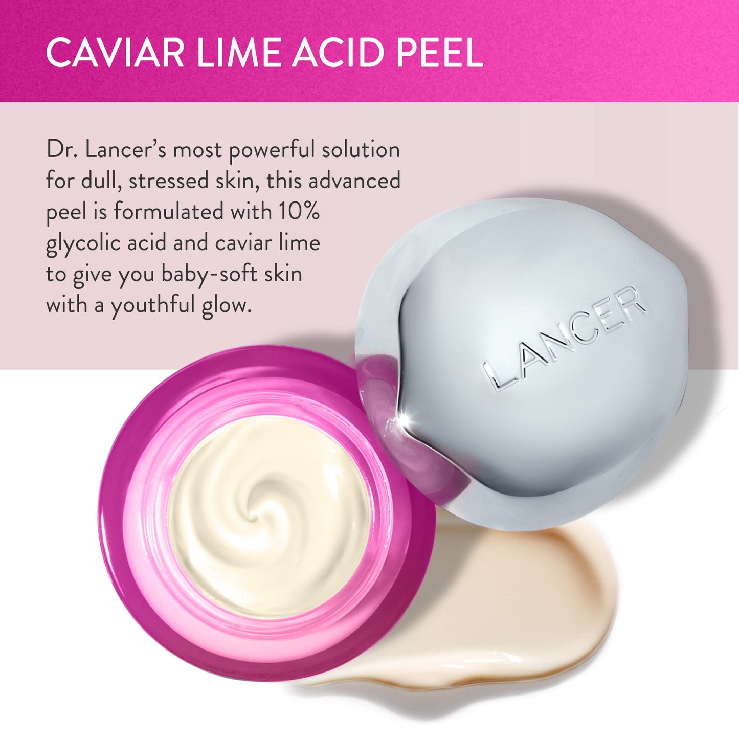 Lancer Skincare | Caviar Lime Acid & Retinol Peel | Glycolic Acid Chemical Peel for Face | Chemical Exfoliant for Dark Spots & Dead Skin Remover | 1.7