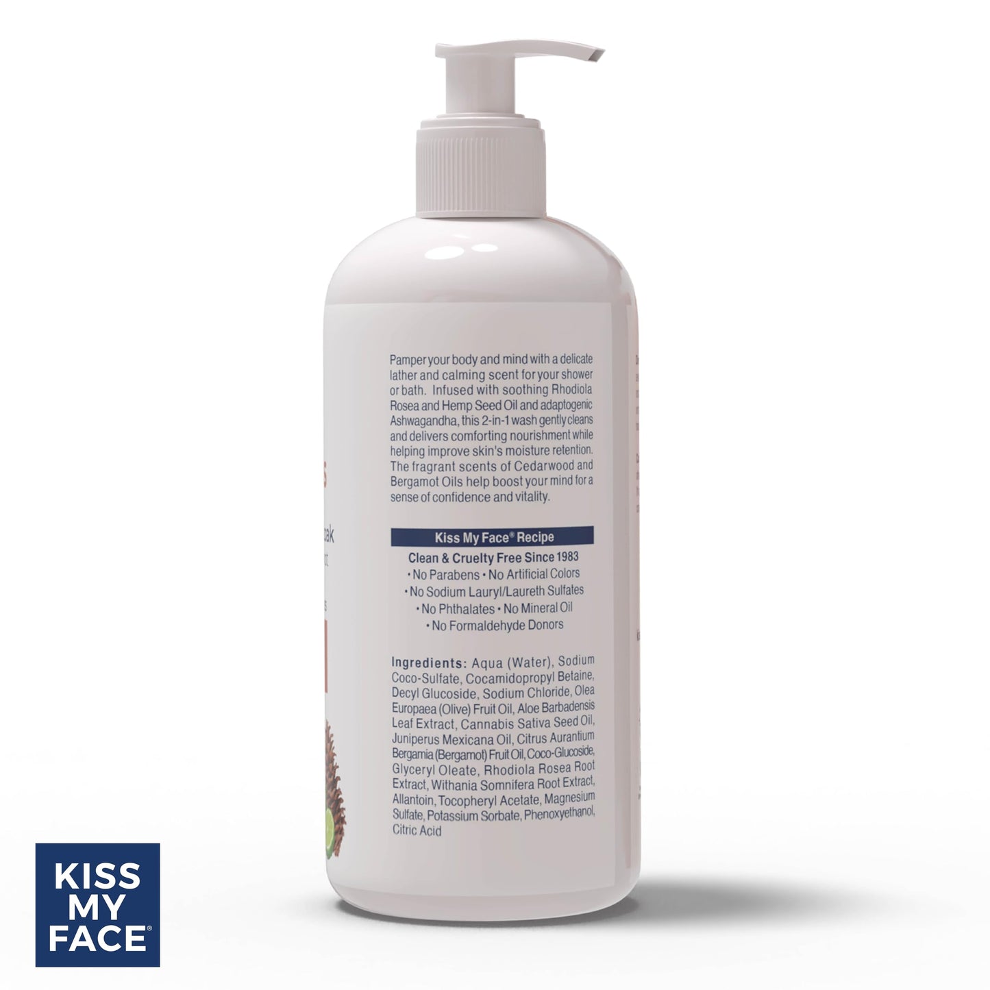 Kiss My Face De-Stress 2-in-1 Body Wash & Bath Soak Cedarwood + Bergamot - Vegan Body Wash - 16 oz Bottle with Pump (Cedarwoord & Bergamot, Pack of 1)
