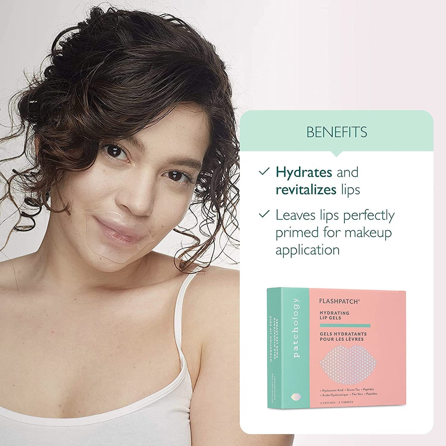 Patchology FlashPatch Hydrating Lip Mask Gels with Hyaluronic Acid, Green Tea & Peptides - Ultra Moisturizing Lip Treatment & Lip Patches for Dry Lips