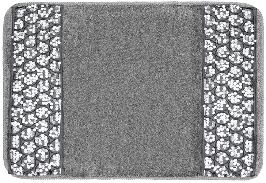 Zahari Home Sinatra Modern Bathroom Rug Classic Luxury Bath Rug Contemporary Decor Silver Bath Mat for Shower Unique Design Stylish Bathroom Rug Bath…