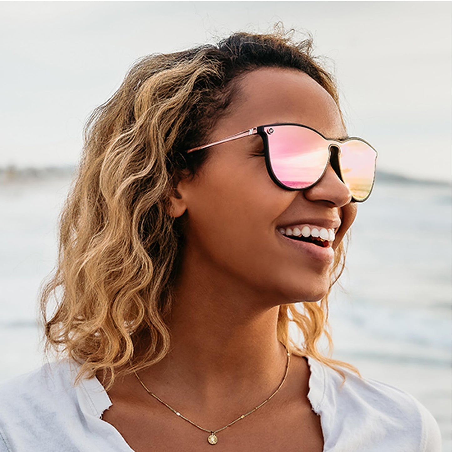 Blenders Eyewear North Park X2 - Polarized Sunglasses - Classic Shape, Mixed Metal Frame - 100% UV Protection - For Women - Rose Theater II