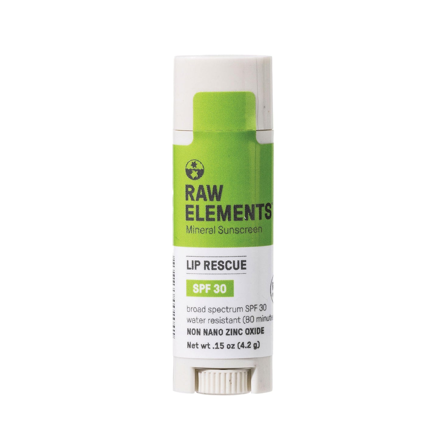 Raw Elements Organic Outdoor Sunscreen Lip Balm Rescue - SPF 30, UVA-UVB Protection, Reef-Safe, Non-Nano Zinc, Water Resistant, 0.15 oz (Pack of 1) Beauty and Personal Care Raw Elements