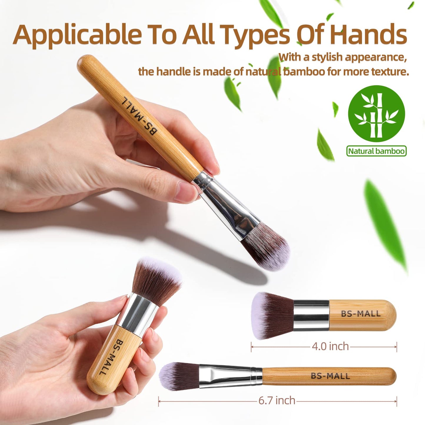BS-MALL Makeup Brush Set 11Pcs Bamboo Synthetic Kabuki Brush Set Foundation Powder Blending Concealer Eye shadows Blush Cosmetics Brushes