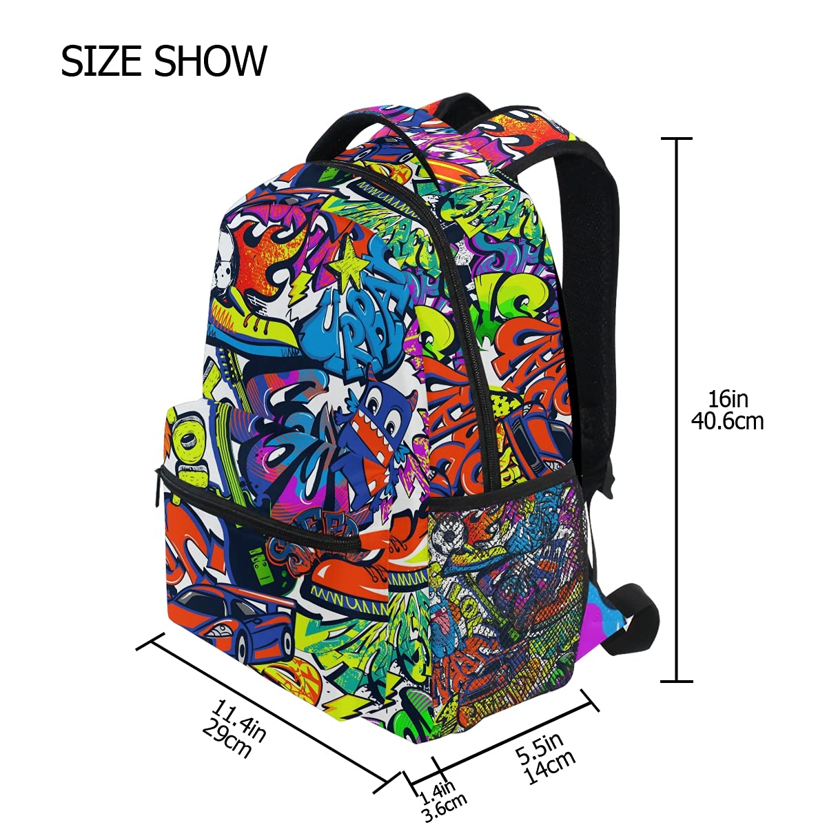 Tarity Cool Graffiti School Backpack For Kids Boys Girls Children Small Travel Bag Students Teenagers Bookbags Novelty Pattern Durable Backpack Laptop Computer Bag