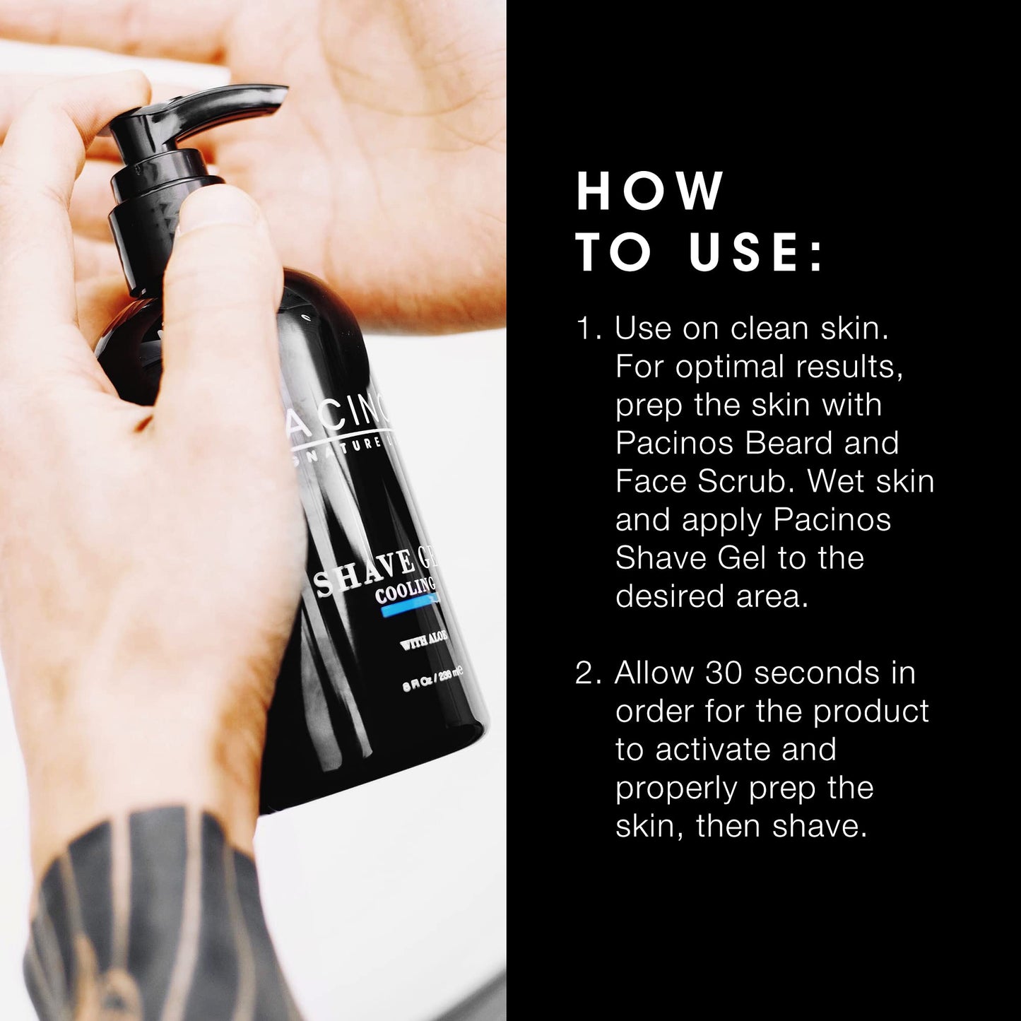 Pacinos Shave Gel - Cooling Gel with Aloe Vera - Moisturizing Mens Shaving Gel - 8 Fl. Oz