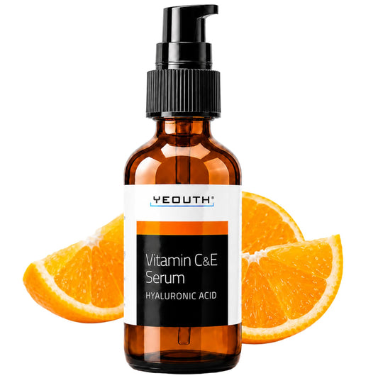 YEOUTH Vitamin C Serum for Face with Hyaluronic Acid and Vitamin E, Brightening Face Serum Targets the Appearance of Fine Lines and Uneven Skin Tone