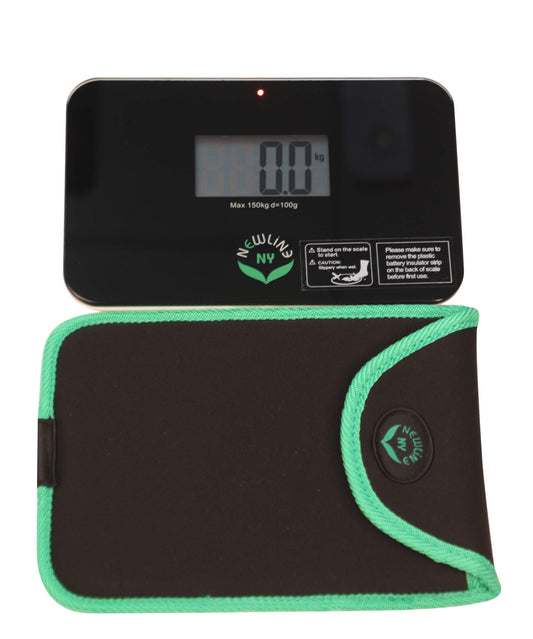 NewlineNY Step-on Super Mini Smallest Travel Bathroom Scale with Protection Sleeve: SBB0638SM-BK+S001MG