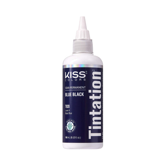 Red by Kiss Tintation Semi-Permanent Hair Color, Aloe Vera Water Based, Argan Oil, Olive Oil, Collagen & Keratin, Long-Lasting Color Dye (Blue Black