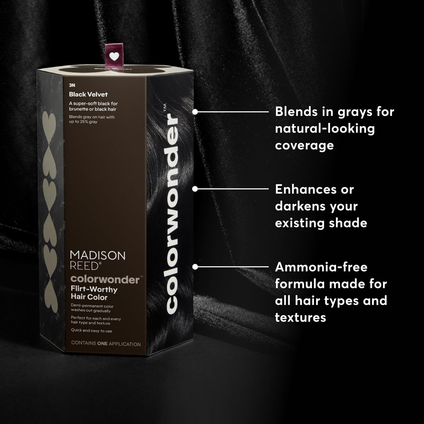 Madison Reed ColorWonder Demi-Permanent Hair Color Kit - 3N Soft Black (Black Velvet) | Blends Up to 25% Gray, Lasts 25 Washes, Ammonia-Free
