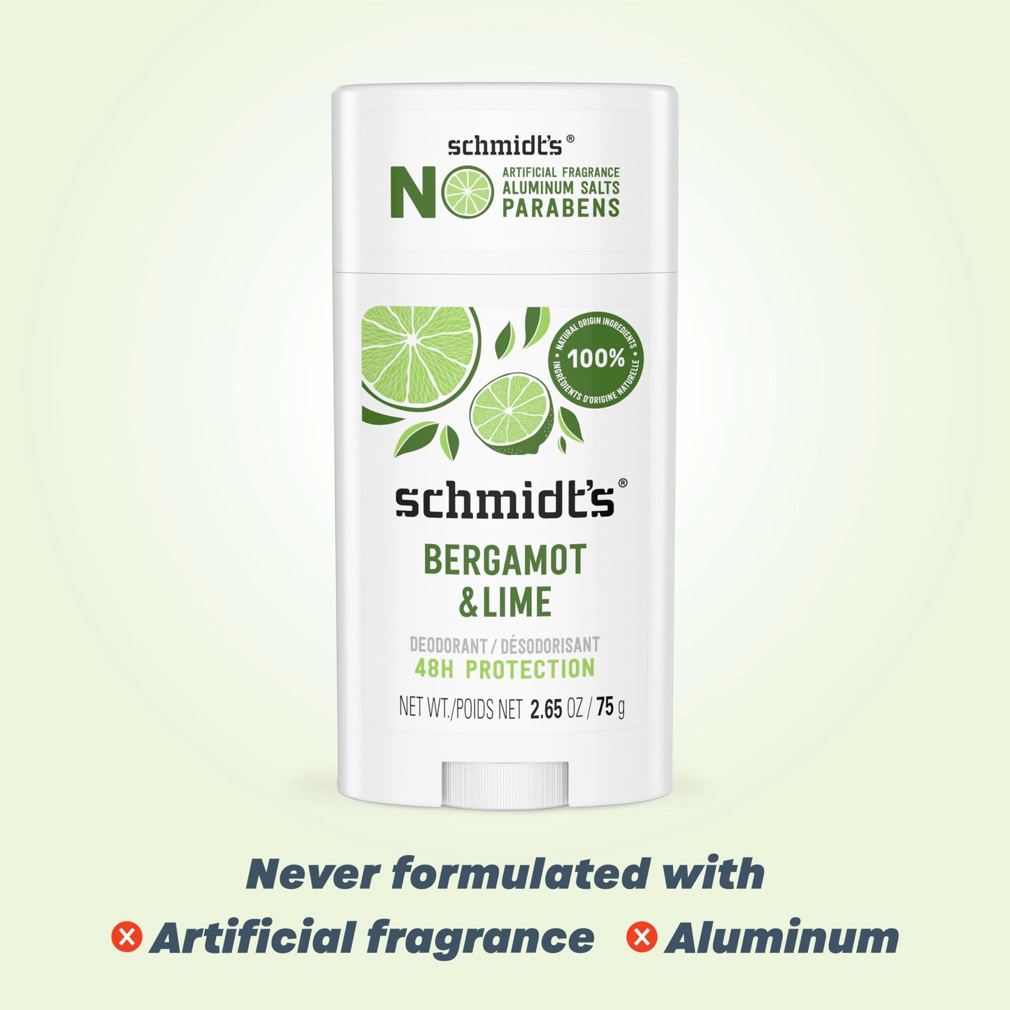 Schmidt's Aluminum-Free Vegan Deodorant Bergamot & Lime 4 Count for Women and Men, with 24 Hour Odor Protection, Natural Ingredients, Cruelty-Free